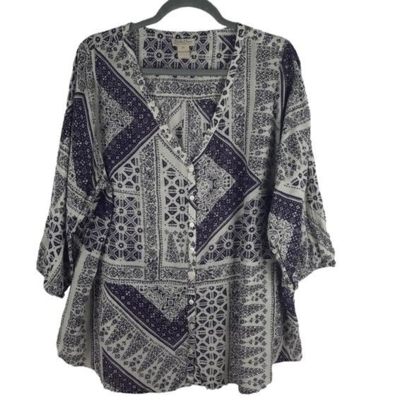 Lucky Brand Candice Bandana Shirt Top - Picture 6 of 12